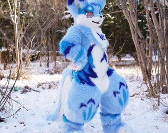 Custom fursuit full suit Blue Full fursuit ,Custom furry Cosplay cloth ,Full suit commission,   Handmade  fursuit head body paws tail.