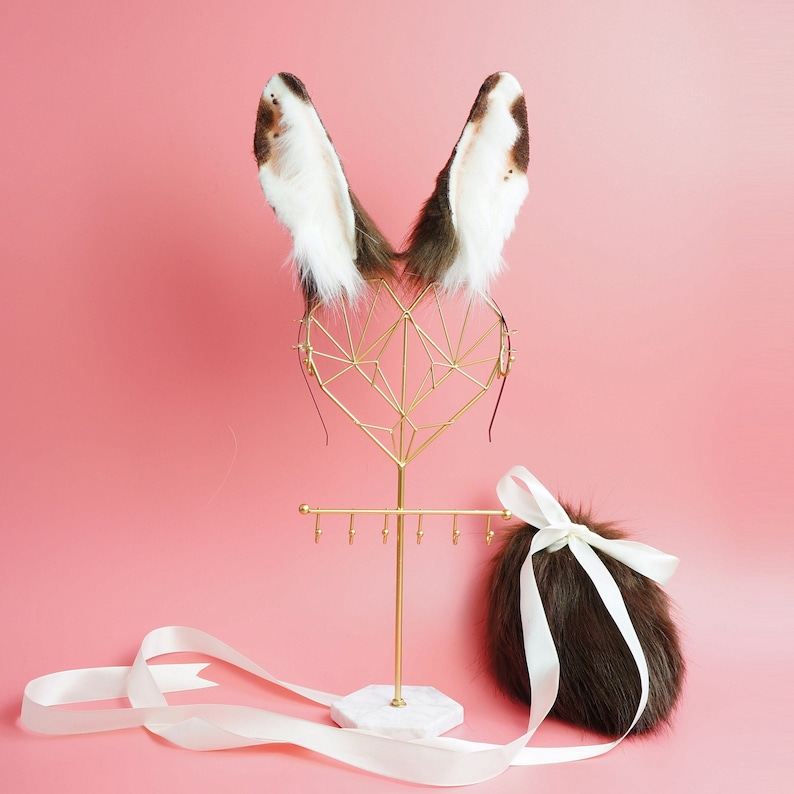 Brown Rabbit Ears Realistic Spotty Bunny Earswhite Bunny - Etsy