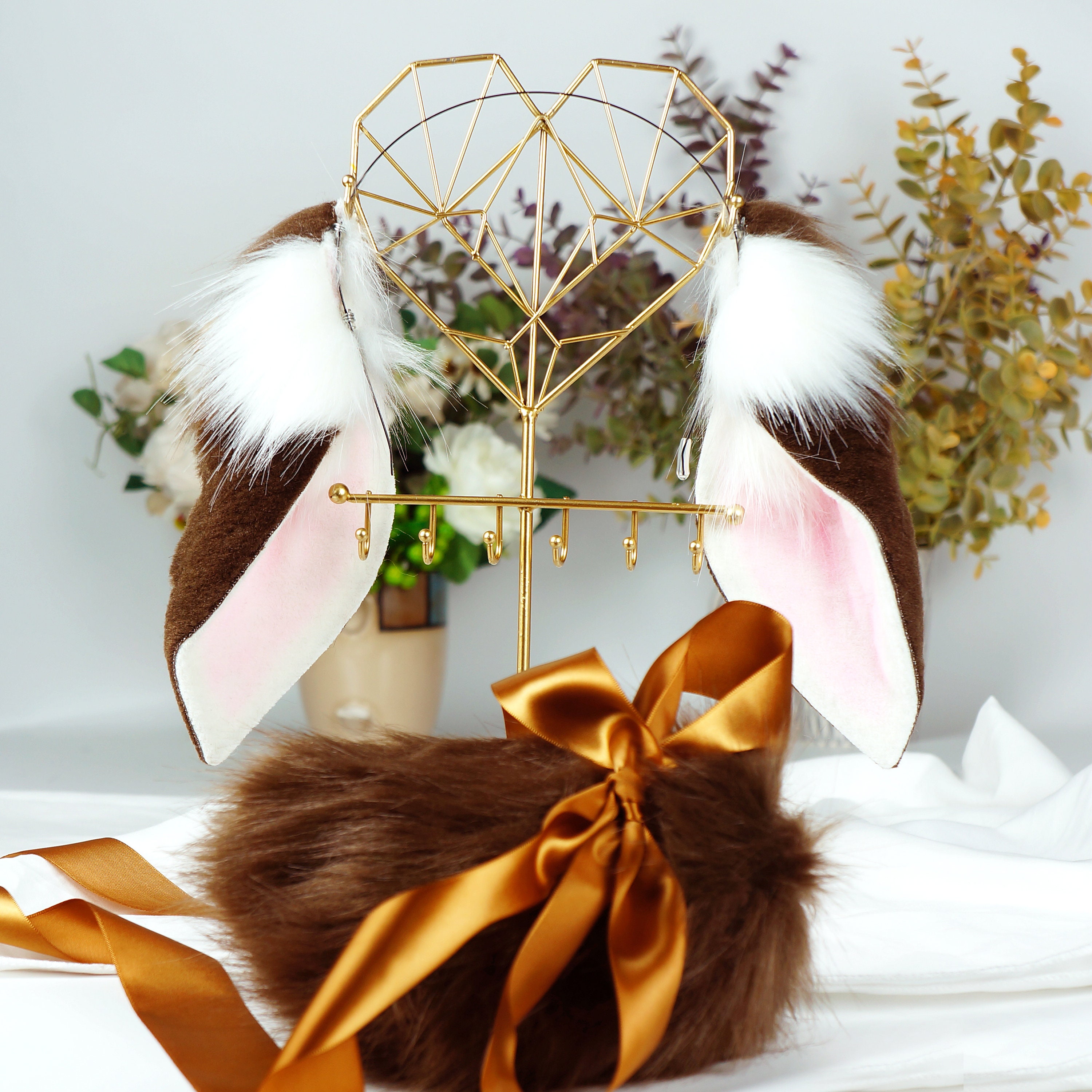 Disney Pink & Gray Bunny Ear Headband with Orange Carrot Accent Midlee Carrot Bunny Ears Easter Dog Headband Costume  main image 3