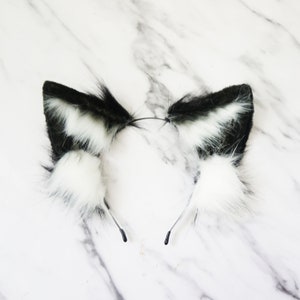 ears  Headband, Handmade Kitten Ears, Fluffy fox ears,  Faux Fur ears, cat Ears Headband，fox ears , grey wolf Ears, Faux fur wolf Ears, 065
