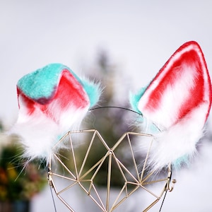 strawberry puppy ears, puppy ear headband, shepherd ear, dog ear headband, neko ears, anime cosplay, faux fur, custom dog ear puppy play
