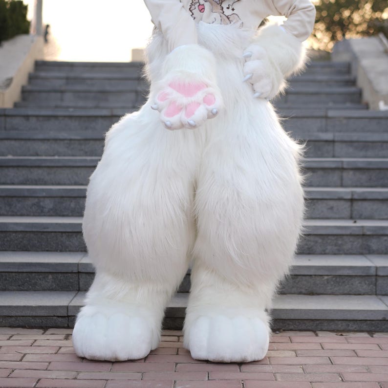 Anthro Animal-broek: zachte nepbontbroek voor fursuitliefhebbers, geheel witte fursuitbroek tiener cosplayers congresbezoekers GEEN vulling afbeelding 5