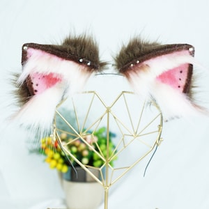 Fluffy  Ears, costume party ears, cosplay animal Ears, Faux fur fox Ears Headband, Kitten Ears hairpins, lolita ears, lolita props