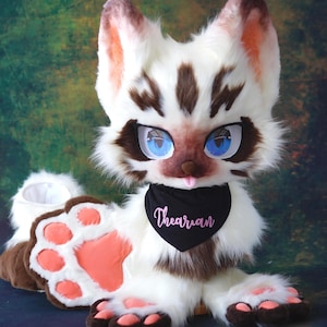 Toony Fursuit Partial - Mini Character Headset with Indoor Feet Paws, Faux Fur Cosplay Accessory, Furry Fandom Starter Set for Convention