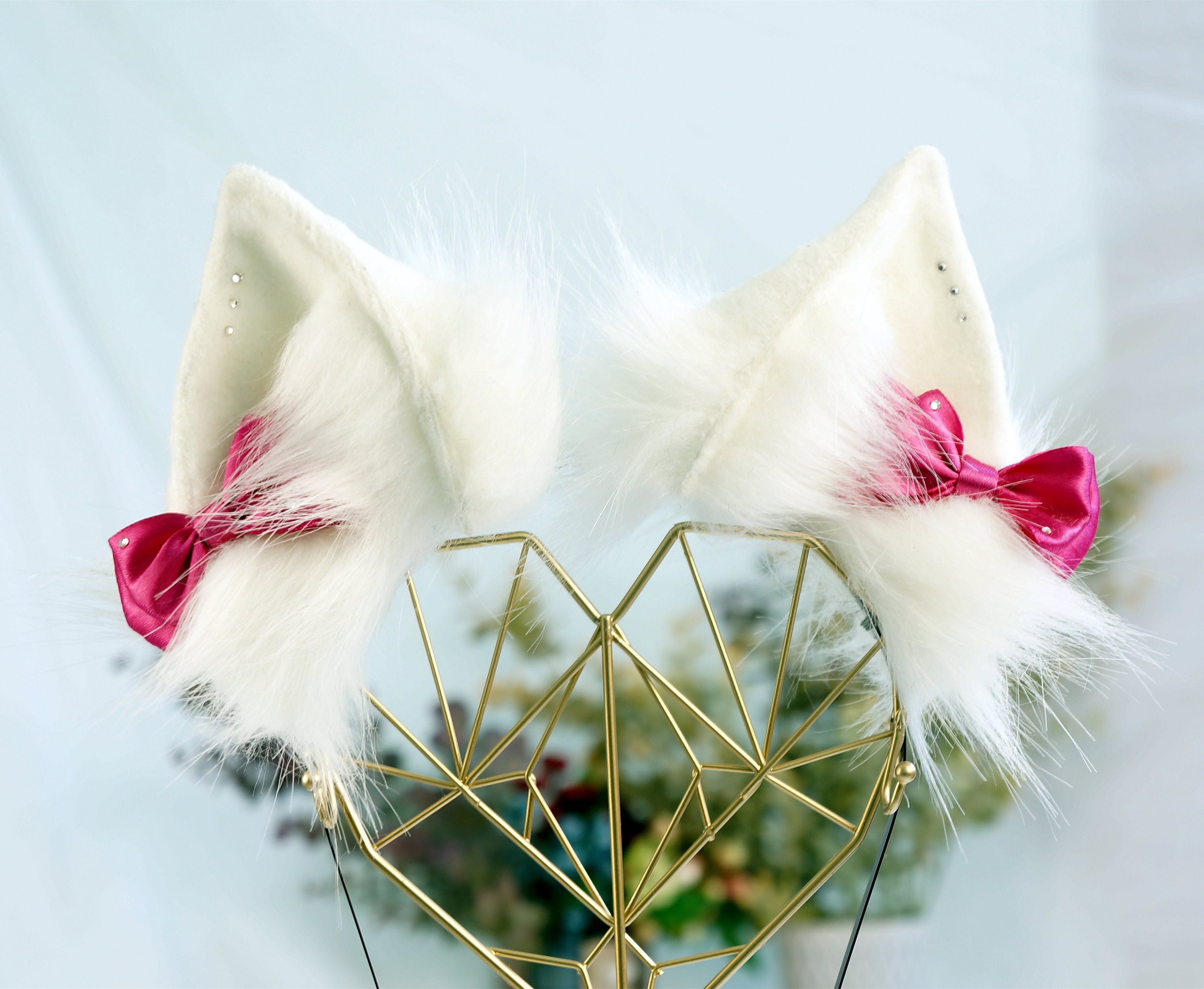 White Cat Ears ,Classic  Cat Ears, Kitten Cosplay,  Anime Neko Ears,  Furry set Wearable, Art kitten ear cosplay, unisex cosplay, Fox ears