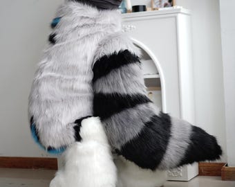Fursuit Let furryart - Plush fursuit pant foot tail, ready to ship, M size fursuit, half furry art, convention gear cat wolf tiger fox