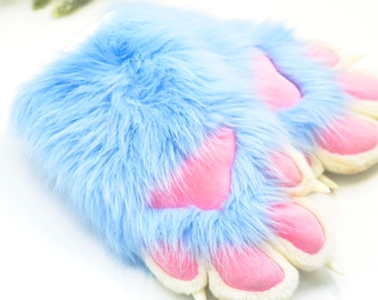 Nydotd Katzenpfoten-Handschuhe – Fingerlos, Schwarz-rosa, Einheitsgröße, Für Cosplay & Party