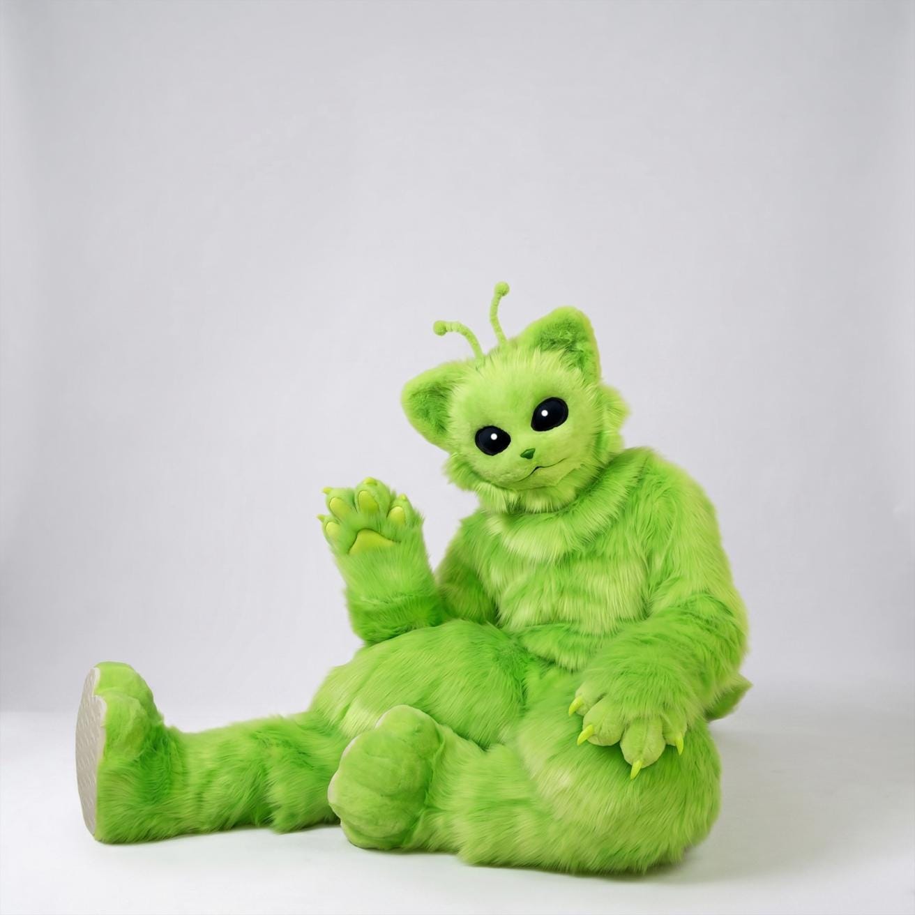Alien Cat Fursuit Set, Alien Cat Cosplay Furry Mask Head, Paws, Tail ...