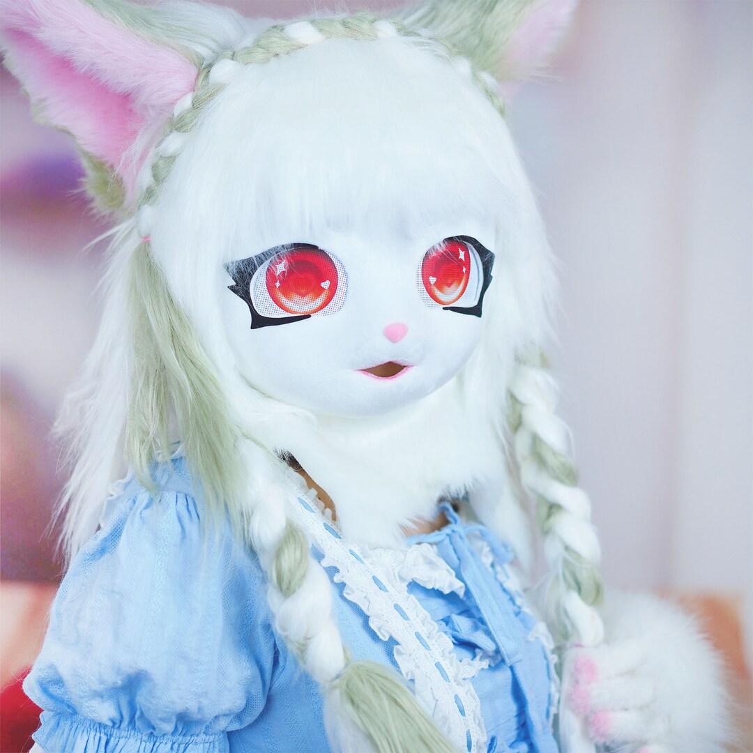 Cat Furry White Cat Kigurumi Head Mask for Budget Friendly Mask Cat Fur ...