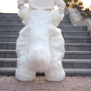 Anthro Animal-broek: zachte nepbontbroek voor fursuitliefhebbers, geheel witte fursuitbroek tiener cosplayers congresbezoekers GEEN vulling afbeelding 3