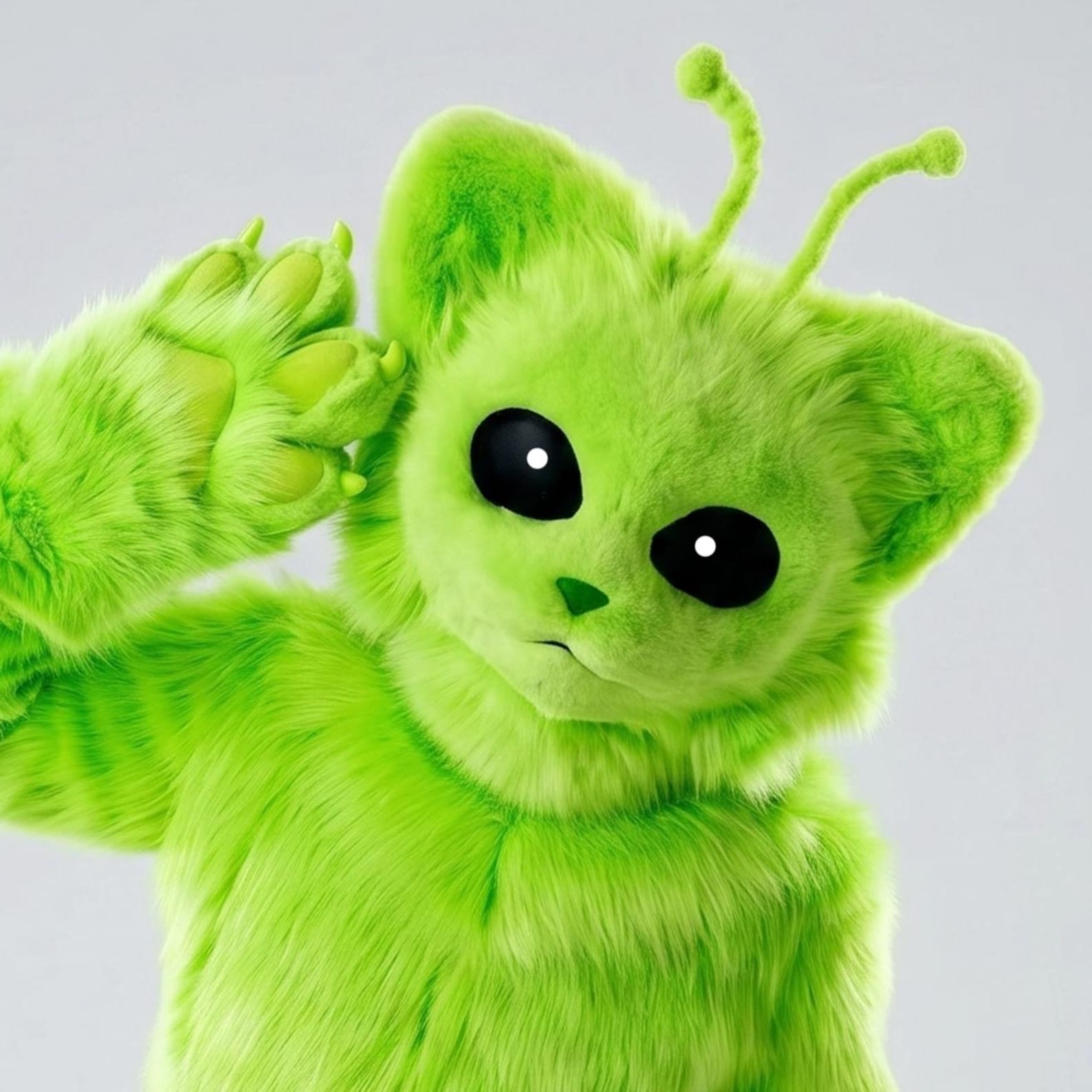 Alien Cat Fursuit Set, Alien Cat Cosplay Furry Mask Head, Paws, Tail ...
