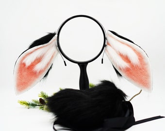 Kawaii black lop ears,  Lop  Ears headband, black lop ears,faux fur bunny ears, bunny ears headband,