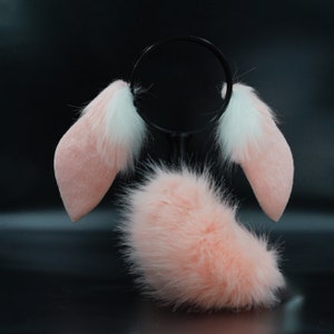 cute Pink princess lop bunny set for cosplay furry petplay, Lop Bunny Rabbit Ears headband hairband,Halloween Animal Cosplay Anime