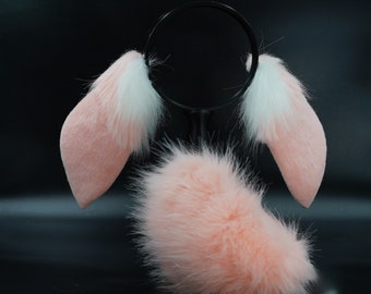 cute Pink princess lop bunny set for cosplay furry petplay, Lop Bunny Rabbit Ears headband hairband,Halloween Animal Cosplay Anime