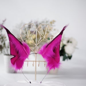 Realistic Ahri ear,Pink fox ear,Faux fur ear,Dieb ear,Wolf ear headband,Anime ear,Wolf cosplay ear,Aritificial furry ears, petplay, Gamegirl