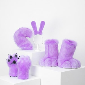 Jax Cosplay ファースーツ部分セット - The Amazing Digital Circus TADC ぬいぐるみウサギ耳、尻尾、手足、足足コスチューム