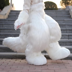 Anthro Animal-broek: zachte nepbontbroek voor fursuitliefhebbers, geheel witte fursuitbroek tiener cosplayers congresbezoekers GEEN vulling afbeelding 1