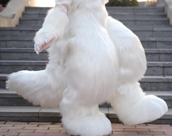Anthro Animal-broek: zachte nepbontbroek voor fursuitliefhebbers, geheel witte fursuitbroek tiener cosplayers congresbezoekers GEEN vulling