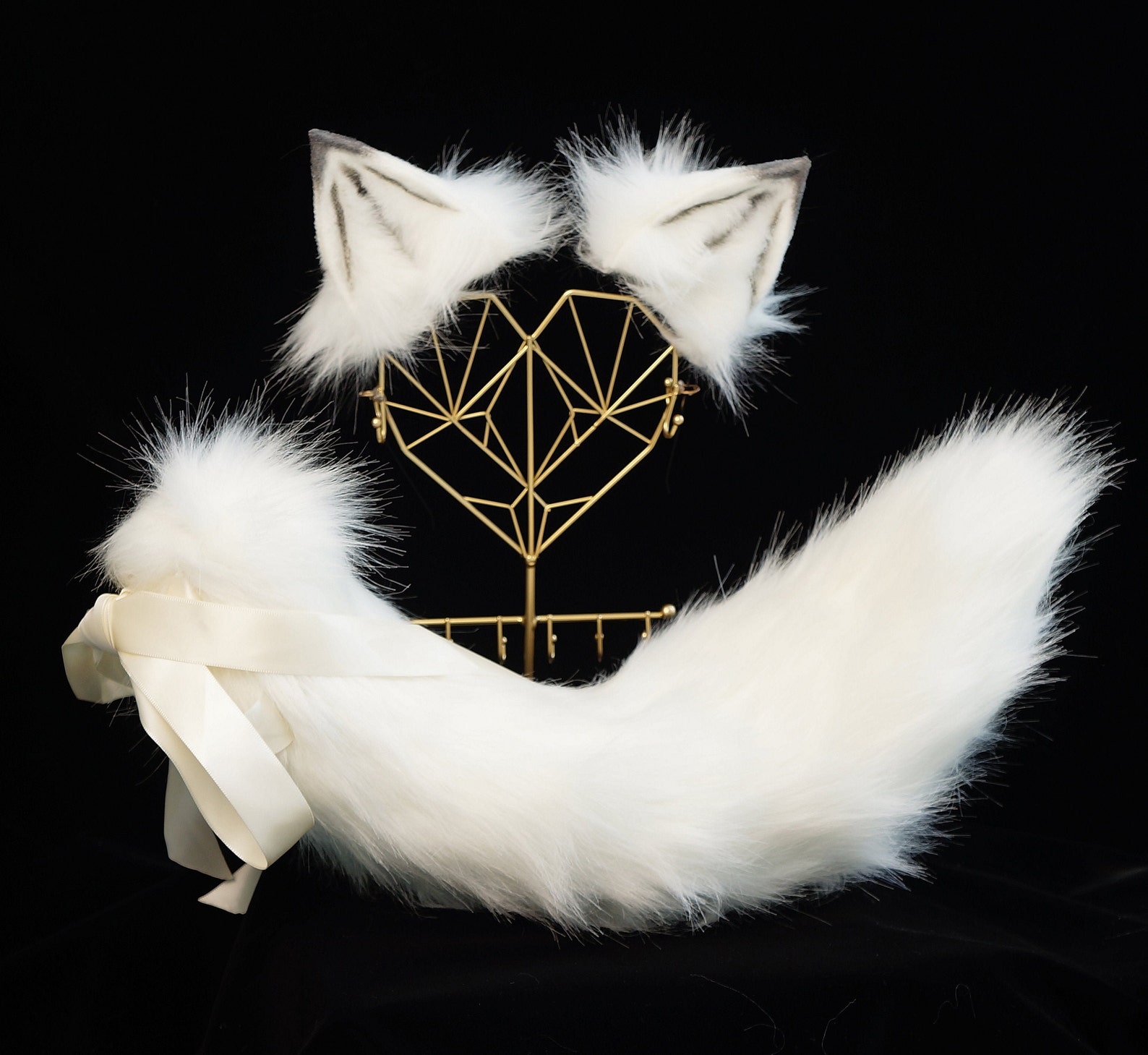 White Wolf Cosplay Fake Fur Earsrealistic Tail Ears - Etsy