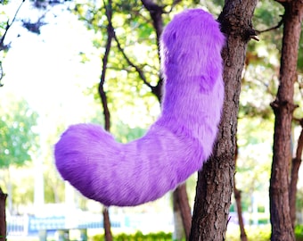 lavenda cat fursuit tail, kitten tail, furry curly tail, floor-length tail, raccoon Tail , wolf tail, fursuit commission, furry tail