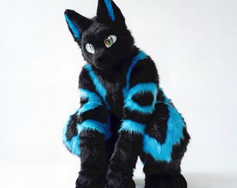 Set completo di fursuit integrale / Fursuit integrale personalizzata Volpe al chiaro di luna / Costume da mostro anime di tipo oscuro per cosplay