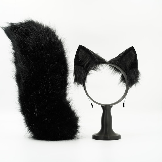 Orecchie e coda di gatto nero, orecchie e coda di gatto, orecchie di gatto,  orecchie fatte