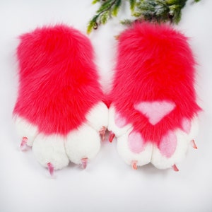 Hund, Bär, Fuchs, Wolf Pfote Handpfoten, pelzige Kostüm Handschuhe, Katzenkralle, handgemachte Cosplay Pfoten, 4 Finger Pfoten