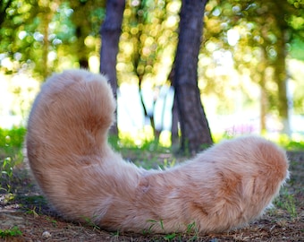 furry Tail, ginger cat fursuit tail, camel kitten tail, furry curly tail, floor-length tail, wolf tail, fursuit commission, furry tail