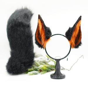 Huge Doberman&#39;s ears ,Black Brown animal ear,Faux fur ear,Dieb ear,Wolf ear headband,Anime ear,Wolf cosplay ear,Aritificial furry ears
