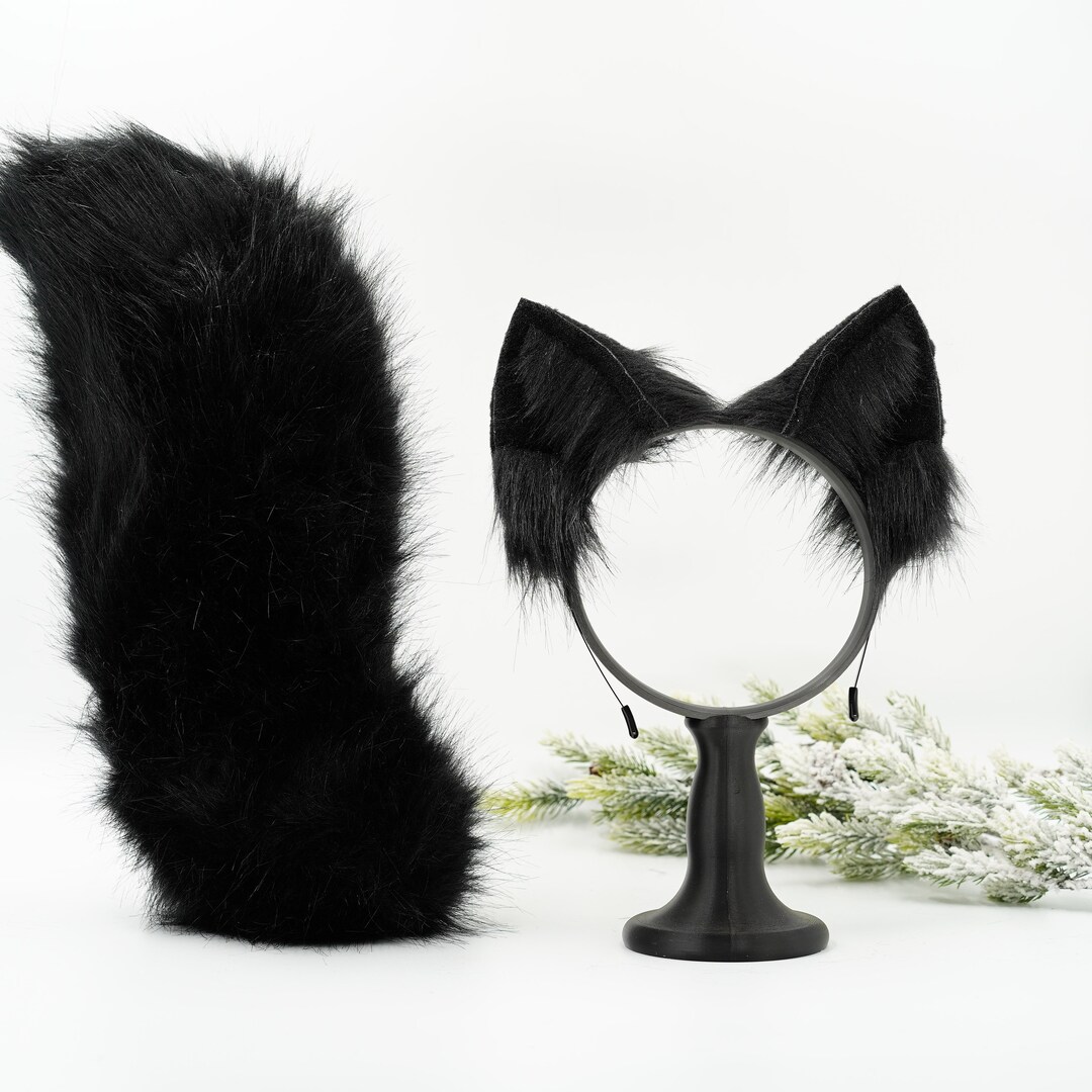 Black Cat Ears and Tail, Cat Ears and Tail, Cat Ears, Handmade Ears ...