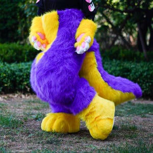 Violet&Yellown partial Fursuit Pants,Furry Convention Gear Cosplay Furry Convention Animal-Themed Event,Fursuit Legs Paws Tail