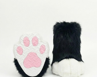 fursuit feet paws, toony foot paw, kemono foot paw, cat paws, puppy paws, wolf paws, tiger paws, fox paws, black kemono feet paws