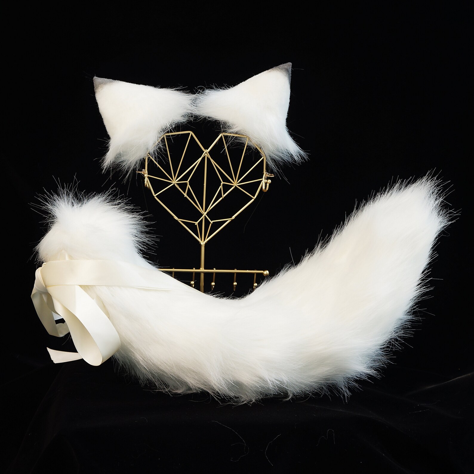 White Wolf Cosplay Fake Fur Earsrealistic Tail Ears - Etsy
