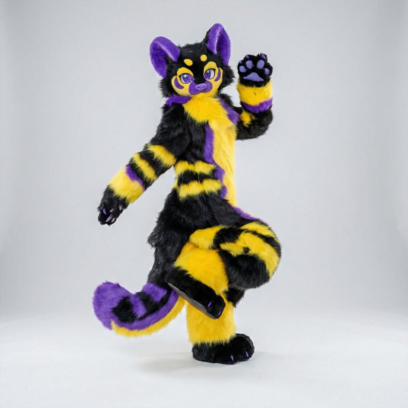 Full Fursuit Complete Set | Violet & Yellow Toony Leopard Feline | 3D ...