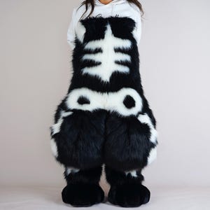 Skelett Fursuit Körper Hose Pfoten Kunstpelz Tier Charakter Teilhaube Furry Convention Kostüm Handmade Anthro Cosplay Maskottchen Kopfschmuck