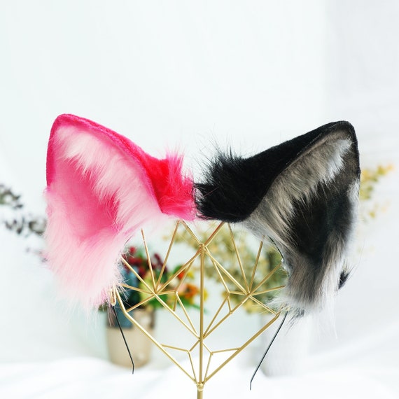 Pink and Black Cat Ears Cat Ears Cosplay Pet Play Tubbo - Etsy