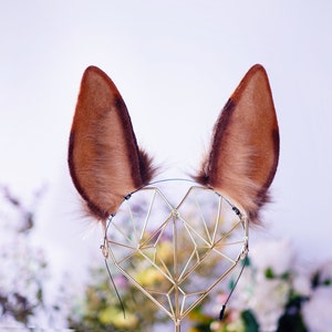Brown Rabbit ears headband halloween ears  brown bunny coffee bunny ears Fox ear headband Halloween costume cosplay faux ears
