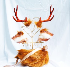 deer ear and tail set anime cosplay ear animal deer tail  tail   and ear petplay Christmas deer headband