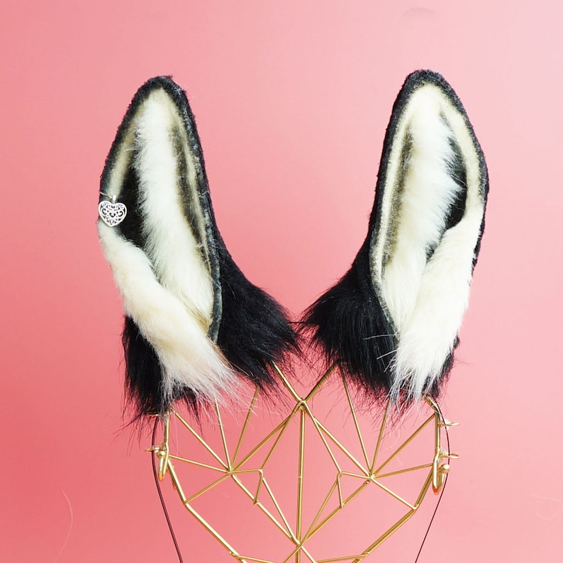 Black Bunny ears 065 Rabbit Ears Headband Fluffy ears Faux Fur ears