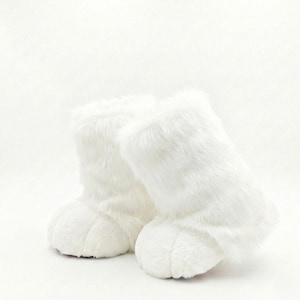 White feet paws fursuit kemono toony kigurumi fursona kawaii outdoor foot paw fursuit shoes cosplay cat dog fox wolf bunny image 1