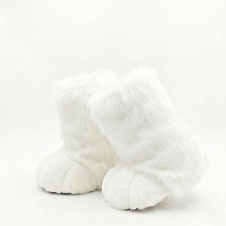 White feet paws fursuit kemono toony kigurumi fursona kawaii outdoor foot paw fursuit shoes cosplay cat dog fox wolf bunny image 1