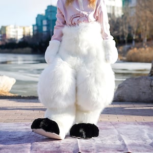 Blue&White Full Fursuit Pants,Furry Convention Custom Fursuit Fursona, Animal-Themed Event,Fursuit Legs Hand/Feet Paws Tail