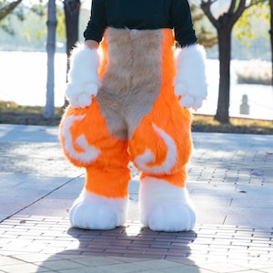 Orange&Camel Full Fursuit Lower Body Pants,Furry Convention Custom Fursona, Animal-Themed Event,Fursuit Legs Hand/Feet Paws Tail