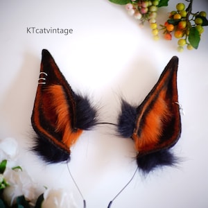 KTcatvintage Bandas para el cabello con orejas de dóberman enormes, orejas de animal, orejas de piel sintética, orejas de Dieb, diadema con orejas de lobo, orejas de anime, orejas de cosplay de lobo, Anubis