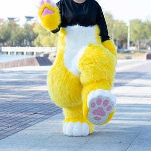Yellow&White Full Fursuit Pants,Furry Convention Custom Fursuit Fursona, Animal-Themed Event,Fursuit Legs Hand/Feet Paws Tail