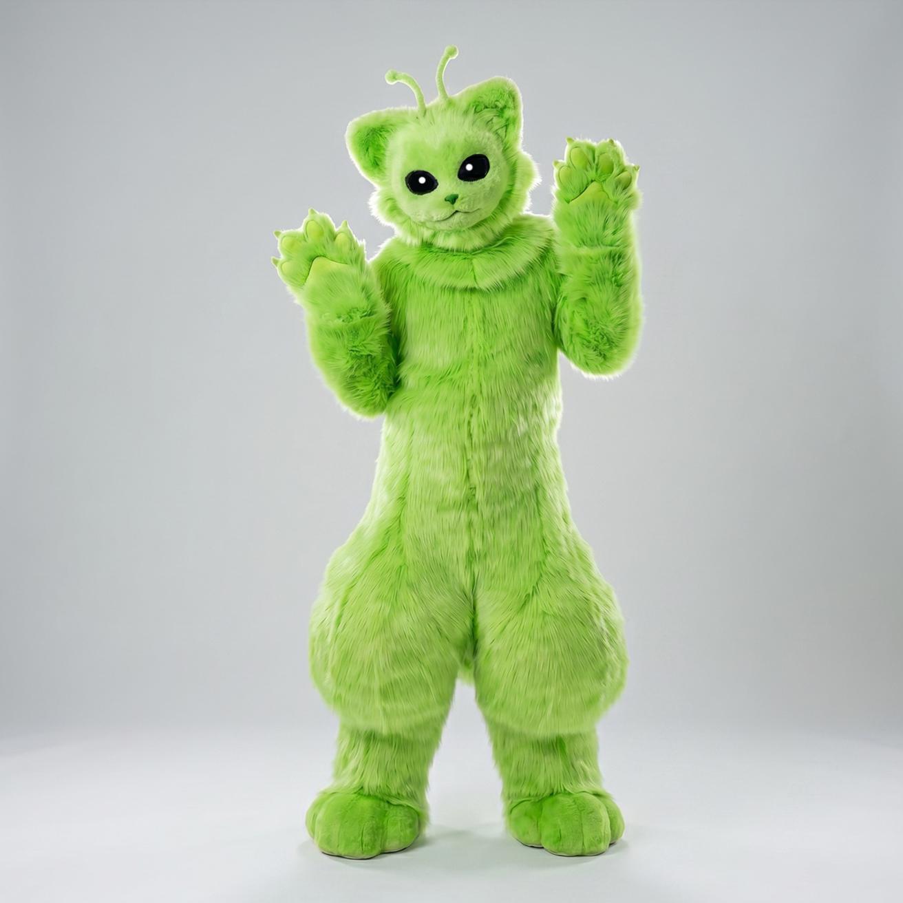 Alien Cat Fursuit Set, Alien Cat Cosplay Furry Mask Head, Paws, Tail ...