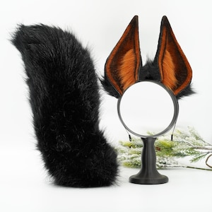 Huge Doberman&#39;s ears ,Black Brown animal ear,Faux fur ear,Dieb ear,Wolf ear headband,Anime ear,Wolf cosplay ear,Aritificial furry ears