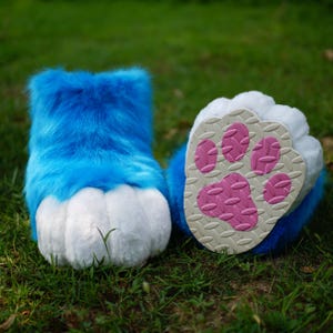 Tropical blue Footpaw Fursuit  kemono toony kigurumi cosplay cat dog fox wolf bunny gift furry fursona kawaii outdoor foot paw shoes