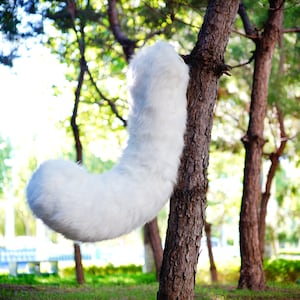 white cat fursuit tail, kitten tail, furry curly tail, floor-length tail, raccoon Tail , wolf tail, fursuit commission, furry tail