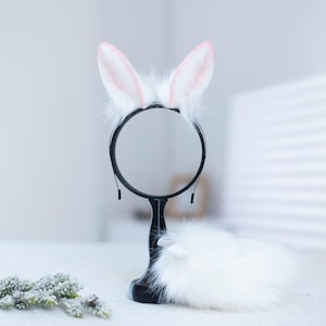 Beginner-friendly faux fur bunny ears and tail set, perfect furry fandom starter kit for conventions, local meetups, and cosplay events, ideal for newcomers to the community.